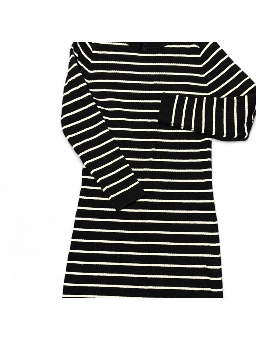 Forever 21 black and white striped long sleeve dress